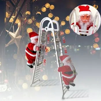 Najnovšie Elektrické Santa Claus Lezenie Rebríky Xmas Party Hudba Figúrka Dekor Darček Hračka Na Kreatívne Vianočné Výzdoba Hračky
