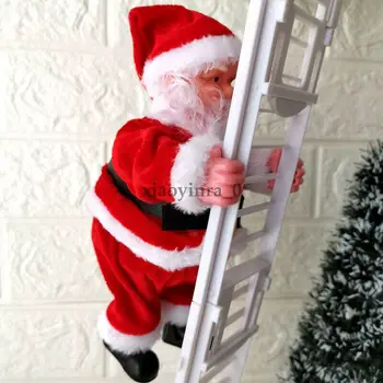 Najnovšie Elektrické Santa Claus Lezenie Rebríky Xmas Party Hudba Figúrka Dekor Darček Hračka Na Kreatívne Vianočné Výzdoba Hračky