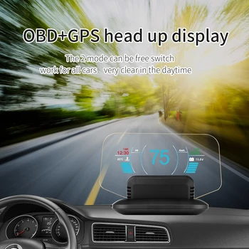 Najnovšie Head Up Display OBD Elektroniky Vozidla HUD Displej Auto Tachometre C1 prekročenia rýchlosti Upozornenie OBD2+GPS Duálny Režim GPS Tachometer