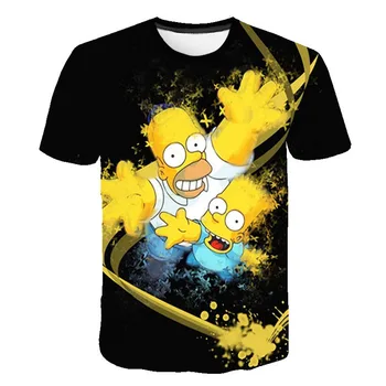 Najnovšie letné Simpsonovci vytlačený 3d Chlapci t-shirt bežné Harajuku Cartoon Vtipné tričko Street Nosiť Čaj roztomilý zábavné oblečenie