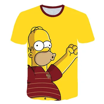 Najnovšie letné Simpsonovci vytlačený 3d Chlapci t-shirt bežné Harajuku Cartoon Vtipné tričko Street Nosiť Čaj roztomilý zábavné oblečenie