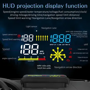 Najnovšie M15 Head Up Display OBD HUD Zobrazenie prekročenia rýchlosti Tachometre Upozornenie OBD2 GPS Duálny Režim Projektor Elektroniky Vozidla 2020