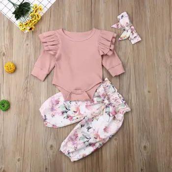 Najnovšie Príchodu Leta Novorodenca Dievča Oblečenie Prehrabať Romper Topy Kvetinový Nohavice Šortky Oblečenie 0-18 M