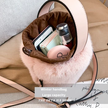 Najvyššie Rukoväť taška Módne Faux Kožušiny Zimné Tašky Pre Ženy 2020 Ramenný Crossbody Taška Dámske Luxusné Kabelky Dizajnéri Bolsa Feminina