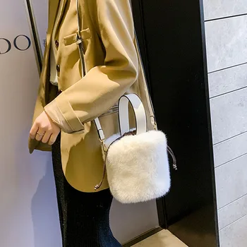 Najvyššie Rukoväť taška Módne Faux Kožušiny Zimné Tašky Pre Ženy 2020 Ramenný Crossbody Taška Dámske Luxusné Kabelky Dizajnéri Bolsa Feminina