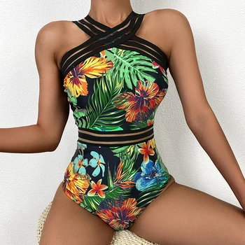 NAKIAEOI Sexy jednodielne Plavky Ženy 2020 Letné plážové oblečenie Čipky Jedného Pleca Plavky, plavky Kombinézu Celých Plaviek