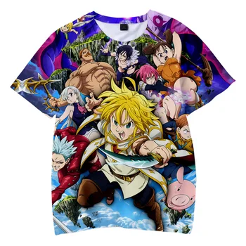 Nanatsu No Taizai Deti 3d Print T Shirt pre Dieťa, Chlapec, Dievča Tričko Teenage Tee Top Oblečenie Japonské Anime Sedem Smrteľných Hriechov