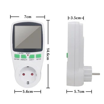 Napájací Energie Meter Digitálny Wattmeter KWh Watt Volt Amp Čas elektriny Náklady účinník Monitor Zásuvky Analyzer 220V EÚ
