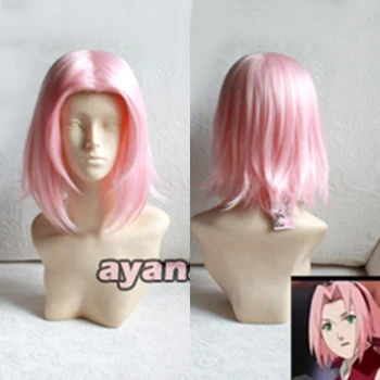 Naruto, Haruno Sakura Ružová Krátke Syntetické Vlasy Anime Cos Parochne Tepelnú Odolnosť Vlákniny Cosplay Parochne + Parochňu Spp