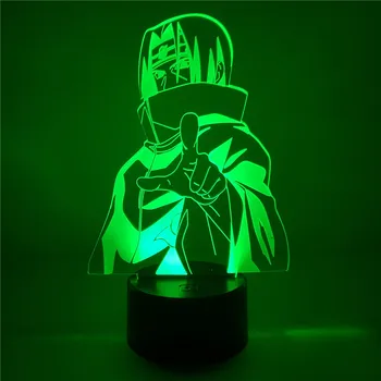 Naruto Uchiha Itachi Anime Postavy Nočné Svetlo 3D Led Akryl Shippuden Lampa Akcie Farby Premenlivé Figúrka Zberateľskú Model