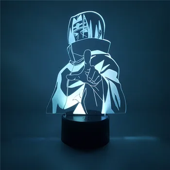 Naruto Uchiha Itachi Anime Postavy Nočné Svetlo 3D Led Akryl Shippuden Lampa Akcie Farby Premenlivé Figúrka Zberateľskú Model