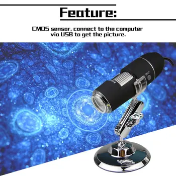 Nastaviteľný Jas Prenosné 1600X/1000X 8 LED 2MP Digitálny Mikroskop Ručné Biologické Endoskop S CMOS Snímačom