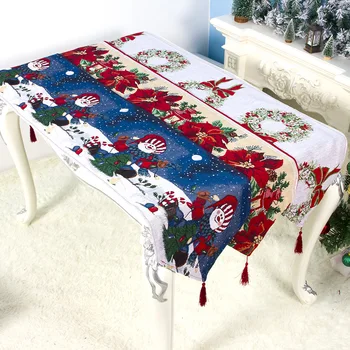 Natal Bavlna Tlač Vianočný Stôl Runner Vianočné Dekorácie pre Domov Nový Rok 2020 Dekor Vianoce Noel Navidad 2019 Ozdoby