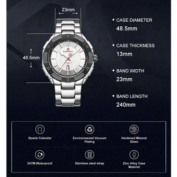 NAVIFORCE Hodinky Muži Móda Vojenské Športové Quartz Luxusné Pánske Náramkové hodinky Kalendár Nepremokavé Hodiny Muž Relogio Masculino 2020