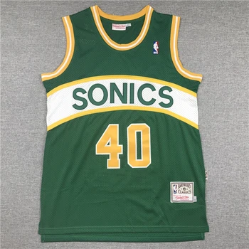 NBA pánske Seattle SuperSonics #40 Shawn Kemp Basketbalové Dresy Muž Zelené Dresy