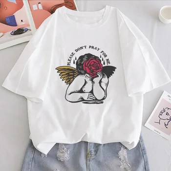 Nebo Môže Počkať Angel Girl Tlačiť T-shirt Ženy Bežné Ulzzang Estetické Zábava Streetwear Tričko Nové Harajuku Kórea Žena T Tričko