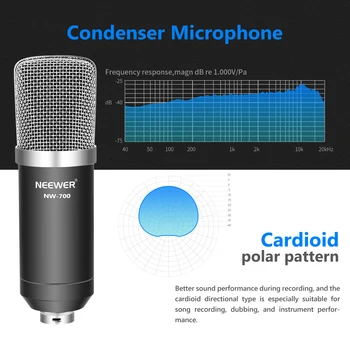 Neewer NW-700 Studio Condenser Mikrofón Držiak pre PC Karaoke v službe Youtube Profesionálne Nahrávanie Vysielania Mikrofon so Stojanom