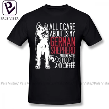 Nemecký Ovčiak T Shirt Všetko, Čo Som Starostlivosti O Je Môj Nemecký Ovčiak A Kávy T-Shirt Mužov Tlač Tee Tričko 100 Bavlna Vtipné Tričko