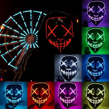 Neon Maska LED Svetlo, Až Halloween Party Masky Na Očistenie Volebný Rok Vtipné Masky Festival Cosplay Kostým Dodávky Žiariť V Tme