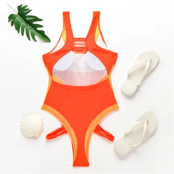 Neon Ružová, Oranžová Kombinézu Jednodielne Plavky 2020 Sexy Športu Monokiny Push Up Čalúnená High Cut Plavky Ženy, Plavky S-L