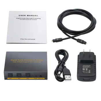 Neoteck 3 Port, Optický SPDIF Toslink L/R RCA, 3.5 mm Stereo Audio Optický Prepínač Digitálneho na Analógový Audio Dekodér Prepínač