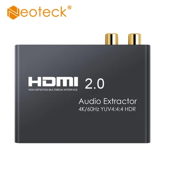 Neoteck HDMI 2.0 Audio Extractor Podpora 4K 60Hz YUV 4:4:4 a HDR HDMI Optický TOSLINK SPDIF Analógové RCA L/R, 3,5 mm Konvertor