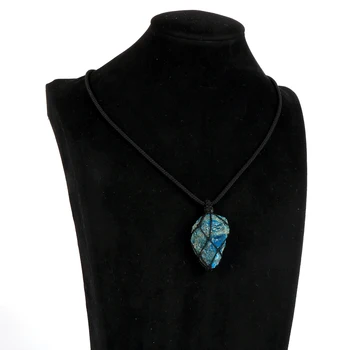 Nepravidelný Prírodného Kameňa Originálne Modrá Apatitu Phosphorite Prívesok Náhrdelník Ručné Zábal Vrkoč Náhrdelník Ženy Muži Energie Šperky