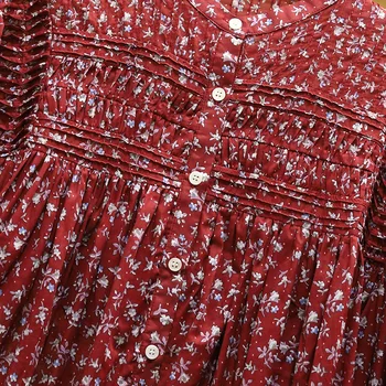 Nepravidelný Šaty Žien Kvetinový Tlačené O-krku Singel svojim Dlhým Rukávom 2020 Šaty