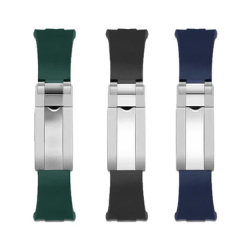 Nepremokavé Guma Silikónová watchband 20 mm čierna zelená modrá popruh Výmenu pásu pre Rx Yacht Kapitán Ponorky r náramok
