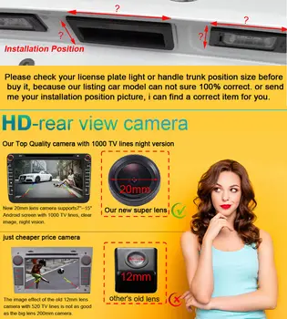 Nepremokavé nočné videnie, HD CCD 1280*720 pixelov 1000 TV riadkov objektív 20 mm zálohy zozadu auto kamera pre toyota crown 2008 2009