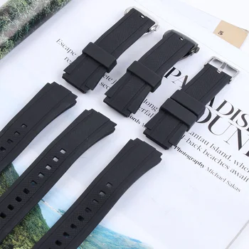 Nepremokavé Silikónové Náramky Odolné Nerezovej Pin Pracky Popruhu pre Budovu Série EF-552 Muž Gumy Watchbands Black 25mm+Nástroj