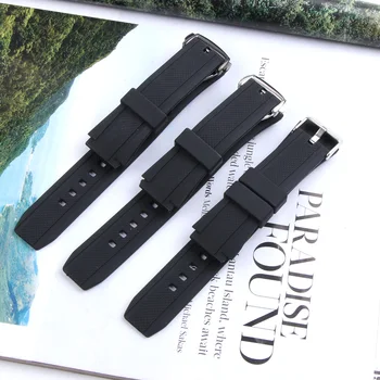Nepremokavé Silikónové Náramky Odolné Nerezovej Pin Pracky Popruhu pre Budovu Série EF-552 Muž Gumy Watchbands Black 25mm+Nástroj