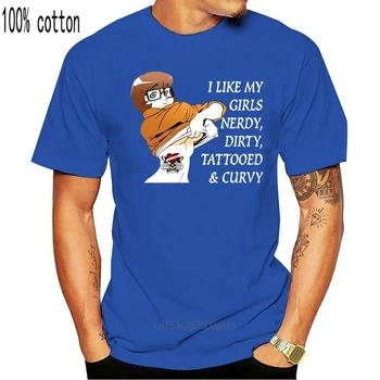 Nerdy Špinavé Vytetované A v Krivkách Mens Funny T-Shirt Scooby Doo Velma Tetovanie Grafické Retro Topy TEE Tričko