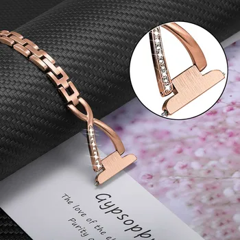 Nerez + Diamond Watchband pre Amazfit GTS / GTS 2 / GTR 42mm Rýchle Uvoľnenie Kapela Šperky Popruh Ženy Náramok Rose Gold
