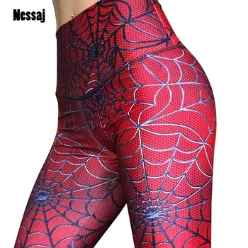 Nessaj Športové Legíny Pre Ženy, Nový Spider Web Printing Legíny Polyester Hip Vysoký Pás Bežné Zoštíhľujúce Legíny Fitness