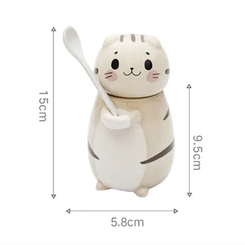 New Cute Cat Keramiky, Kávy Hrnček S Lyžičkou Tvorivé Ručne Maľované Drinkware Mlieko Čajových Šálok Novinka Dary
