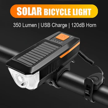 NEWBOLER Solárne Svetlo na Bicykel Horn USB Nabíjateľné Požičovňa Svetlometu Nepremokavé Bicykel Predné Svetlo na Bicykli Lampy Príslušenstvo