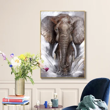 NEZIŠTNE Sivá Slon Wall Art Plátno Obrázky, Plagáty Domova Moderné Zvierat Slony Vytlačené Cuadros Dekorácie