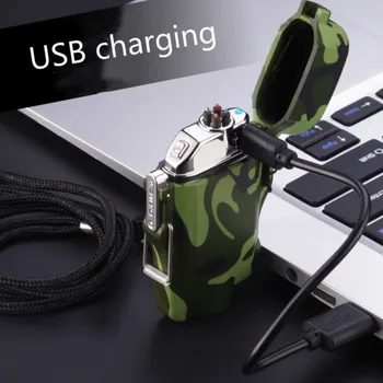 Nezvyčajné USB Elektrické Pochodeň Ľahšie Nepremokavé Vetru Plazma Nabíjateľná Ľahšie Camping Núdzový Signál Baterka Ľahšie