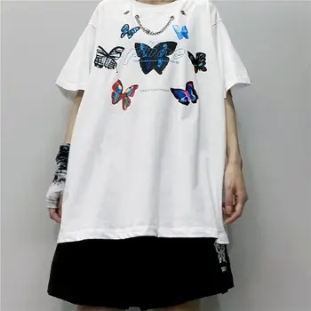 NiceMix biela vytlačené gotický kórejský t shirt žien t shirts, t-shirts plus veľkosť oblečenie Harajuku topy krátkym rukávom letné tees