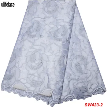 Nigérijský Swiss Voile Čipky Vo Švajčiarsku v roku 2019 Vysokú Kvalitu Výšivky Afriky Suché Bavlnené Textílie, Čipky Pre Ženy Šaty SW-423