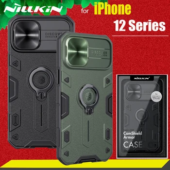 Nillkin pre iPhone 12 Mini 12 Pro Max Prípad, Posuňte Fotoaparát Ochrana puzdro pre iPhone 12 Pancier Odolný proti Nárazu Prsteň Stáť Prípadoch