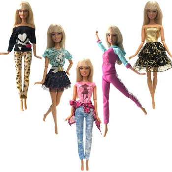 NK 5 Ks/Sada Mix Bábika Šaty Krásne Handmade Strany Oblečenie Top Módne Oblečenie Pre Barbie Ušľachtilý Bábika Najlepšie Dieťa Dievčatá'Gift JJ