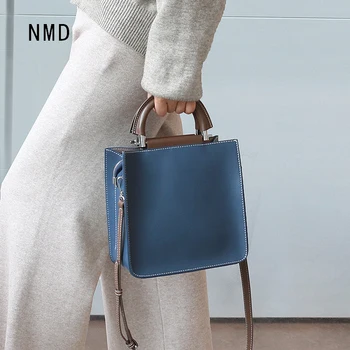 NMD Originálne Nové Módne split koža split malé námestie taška značky pure color luxusné kožené žena taška dvojité ramenný popruh