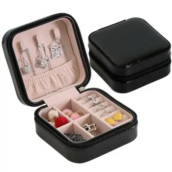 NoEnName Null Dámy Prenosné PU Cestovné Šperky Ornament Úložný Box Malý Krúžok Náušnice Náhrdelník Zips Prípade Organizátor
