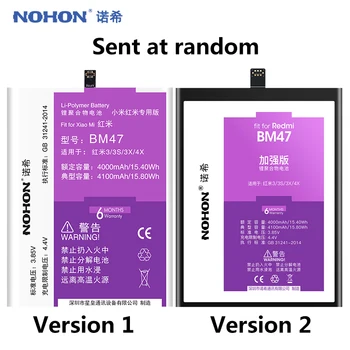NOHON BM47 BN30 BN40 BN41 BN43 Batérie Pre Xiao Redmi 3 4 Pro 3S 4X 4A / Poznámka 4 4X Náhradné Batérie Skutočná Kapacita Bateria