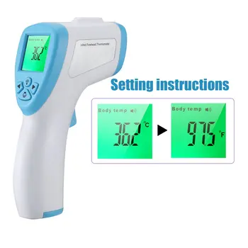 Non-kontakt Infračervený IR teplota Dieťa Dospelých infračervené teplota meradla, Digitálne teplota zbraň LCD Displej termometro 2020