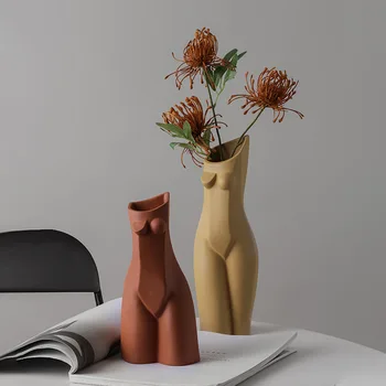 Nordic abstraktné a tvorivé body art geometrické váza moderný minimalistický obývacia izba kvet usporiadanie kvet domova keramická váza