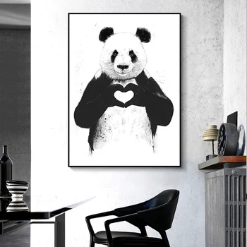 Nordic Karikatúra Roztomilý Zvierat Panda Plátno na Maľovanie Plagátu Tlač Cuadros Múr Umenia pre Obývacia Izba Domova (Bez Rámu)