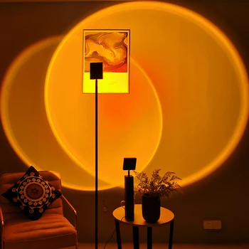 Nordic LED Poschodí Lampa západ Slnka Červená Projekcia Poschodí Svetlo Farebné Atmosféru Spálne Osvetlenie Klub Domov Stojan na Čítanie Vnútorné Výzdoba